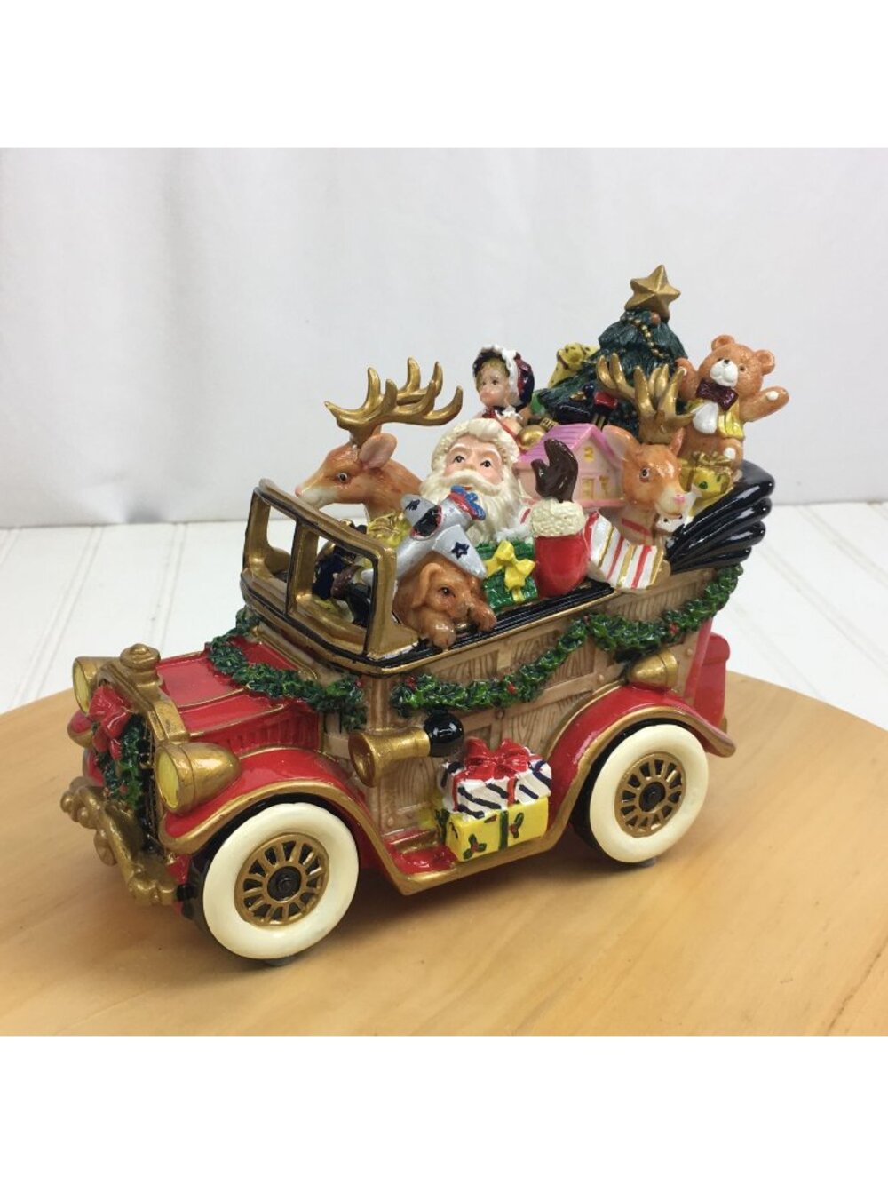Fitz and Floyd Santas Classic Car We Wish You A Merry Christmas Musical Figurine